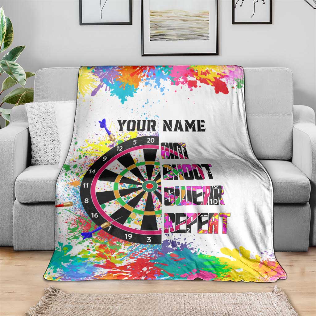 Colorful Dartboard and Splatter Paint Darts Blanket Personalized Motivational Quote - Wonder Print Shop