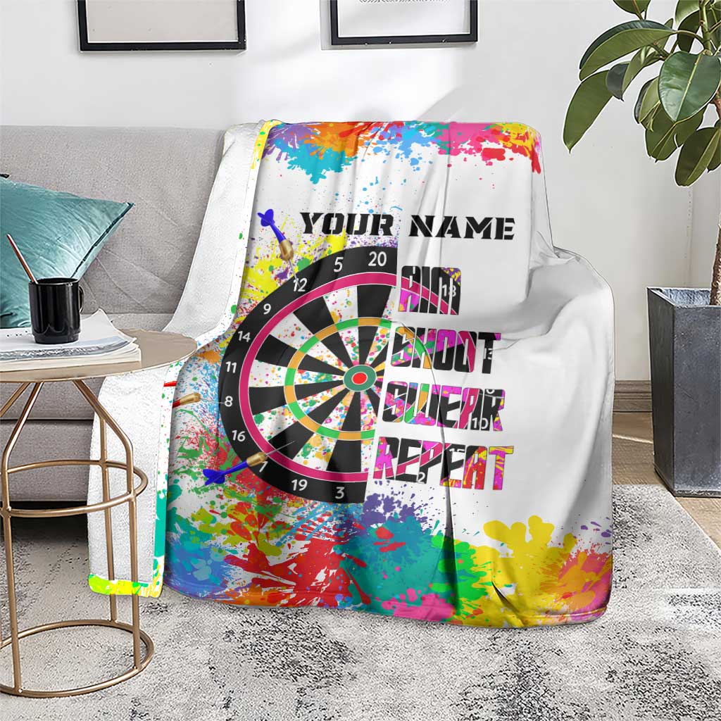 Colorful Dartboard and Splatter Paint Darts Blanket Personalized Motivational Quote - Wonder Print Shop