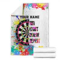 Colorful Dartboard and Splatter Paint Darts Blanket Personalized Motivational Quote - Wonder Print Shop