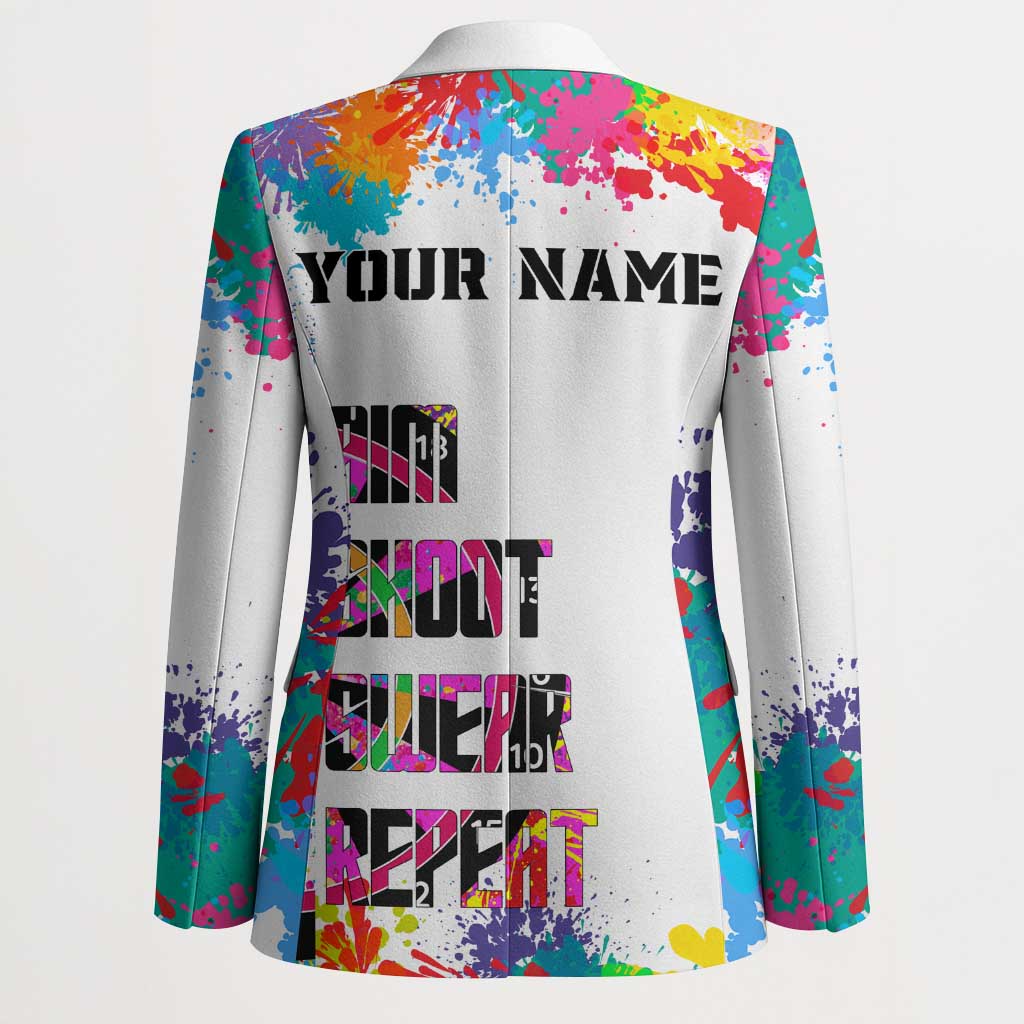 Colorful Dartboard and Splatter Paint Darts Blazer Personalized Motivational Quote - Wonder Print Shop