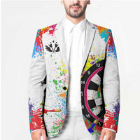 Colorful Dartboard and Splatter Paint Darts Blazer Personalized Motivational Quote - Wonder Print Shop
