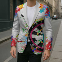 Colorful Dartboard and Splatter Paint Darts Blazer Personalized Motivational Quote - Wonder Print Shop