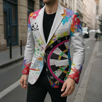 Colorful Dartboard and Splatter Paint Darts Blazer Personalized Motivational Quote - Wonder Print Shop