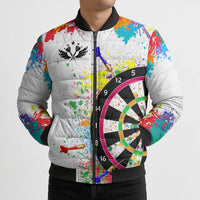 Colorful Dartboard and Splatter Paint Darts Bomber Puffer Jacket Personalized Motivational Quote - Wonder Print Shop