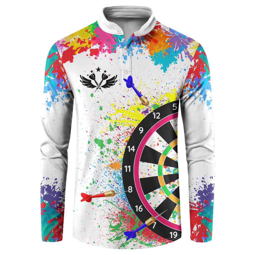 Colorful Dartboard and Splatter Paint Darts Button Sweatshirt Personalized Motivational Quote - Wonder Print Shop