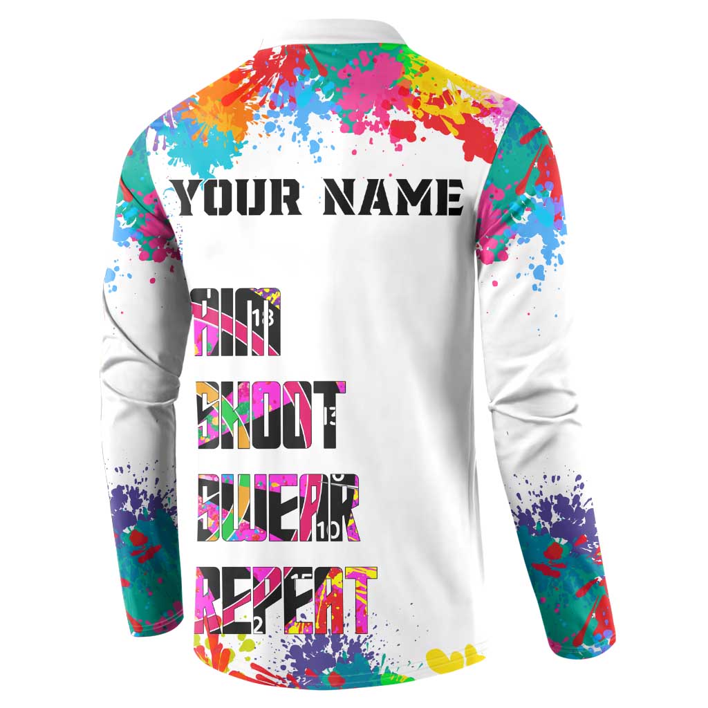 Colorful Dartboard and Splatter Paint Darts Button Sweatshirt Personalized Motivational Quote - Wonder Print Shop