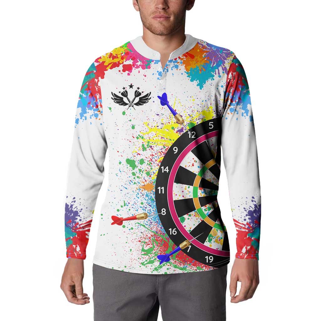 Colorful Dartboard and Splatter Paint Darts Button Sweatshirt Personalized Motivational Quote - Wonder Print Shop