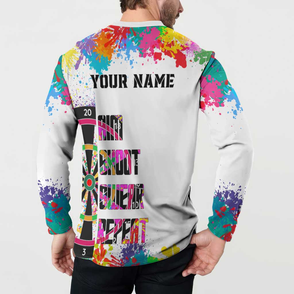 Colorful Dartboard and Splatter Paint Darts Button Sweatshirt Personalized Motivational Quote - Wonder Print Shop