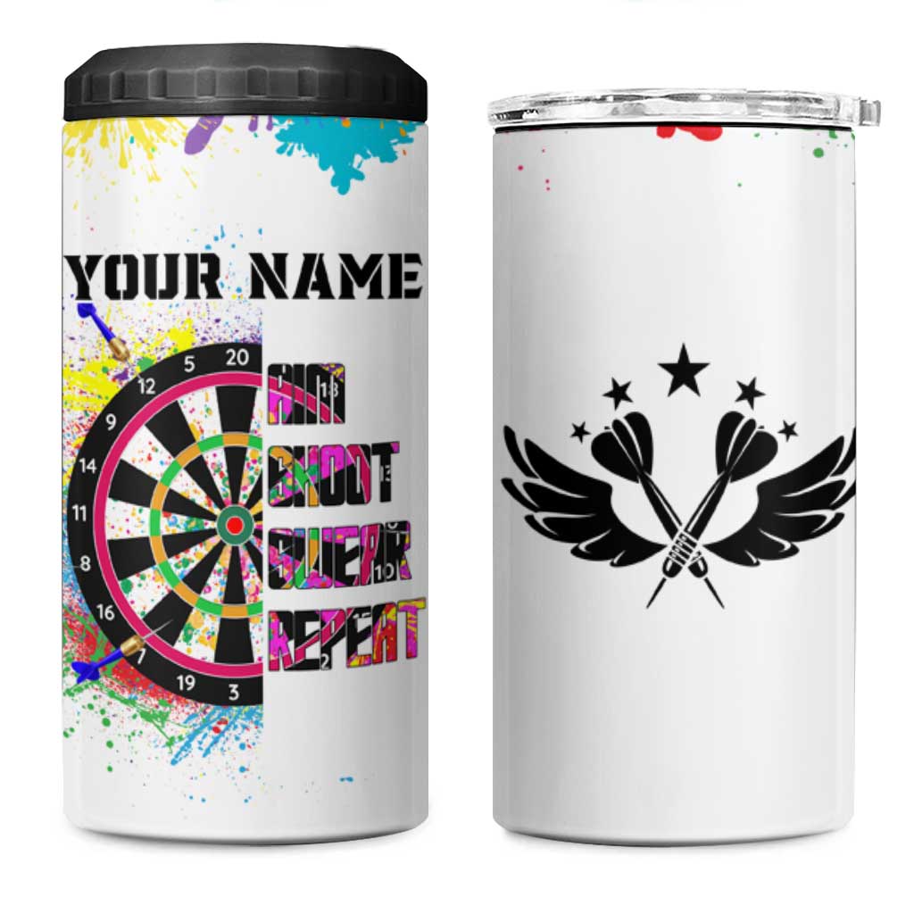 Colorful Dartboard and Splatter Paint Darts 4 in 1 Can Cooler Tumbler Personalized Motivational Quote - Wonder Print Shop