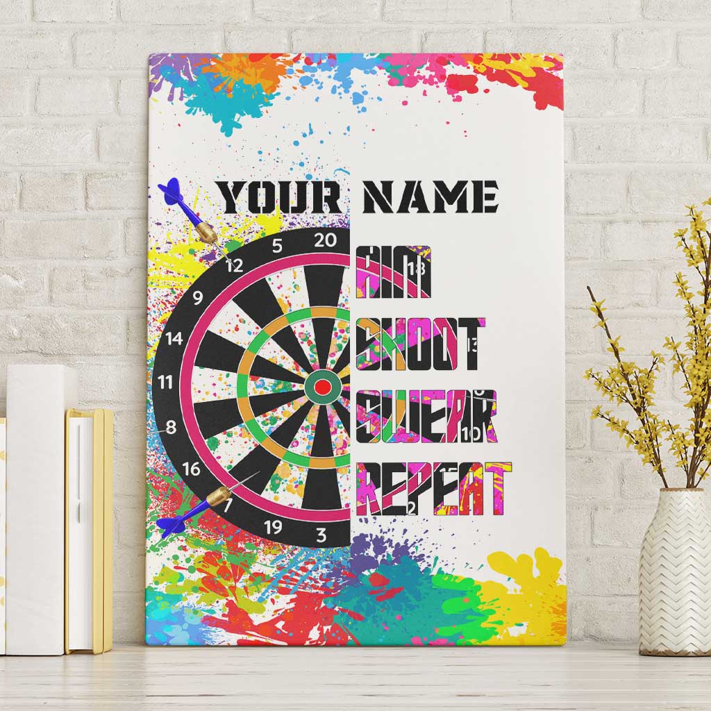 Colorful Dartboard and Splatter Paint Darts Canvas Wall Art Personalized Motivational Quote - Wonder Print Shop