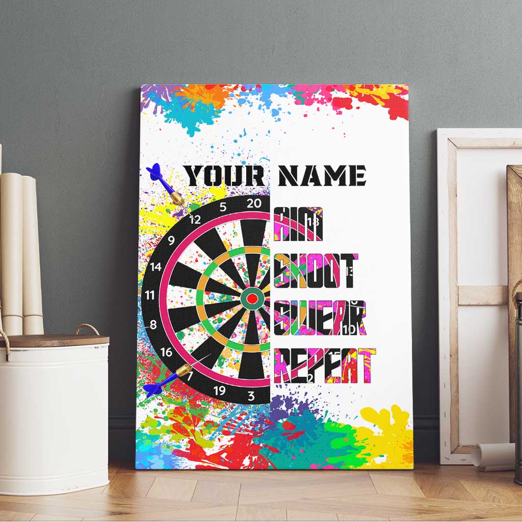 Colorful Dartboard and Splatter Paint Darts Canvas Wall Art Personalized Motivational Quote - Wonder Print Shop