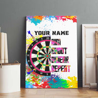 Colorful Dartboard and Splatter Paint Darts Canvas Wall Art Personalized Motivational Quote - Wonder Print Shop
