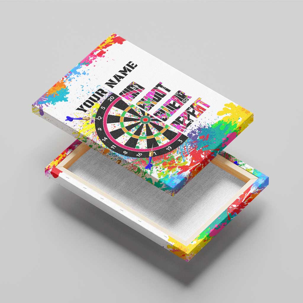 Colorful Dartboard and Splatter Paint Darts Canvas Wall Art Personalized Motivational Quote - Wonder Print Shop