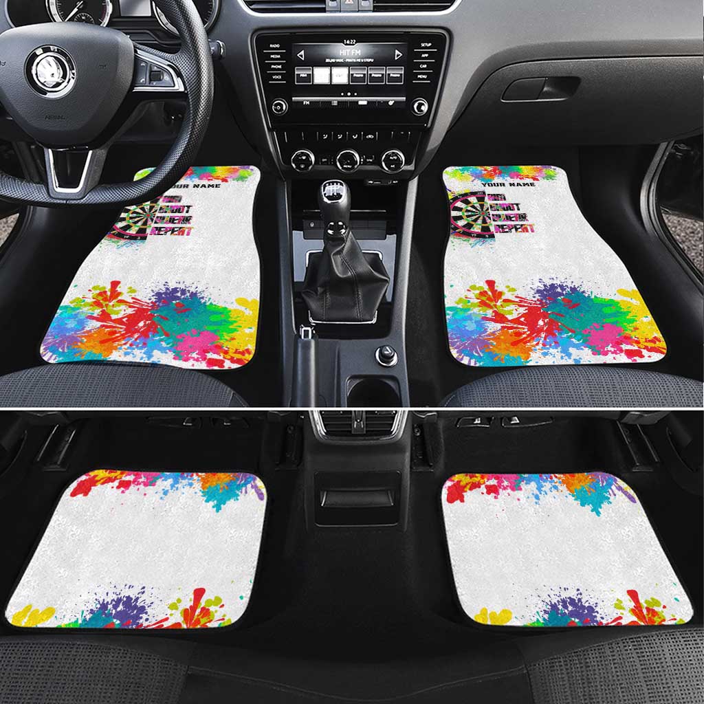 Colorful Dartboard and Splatter Paint Darts Car Mats Personalized Motivational Quote - Wonder Print Shop