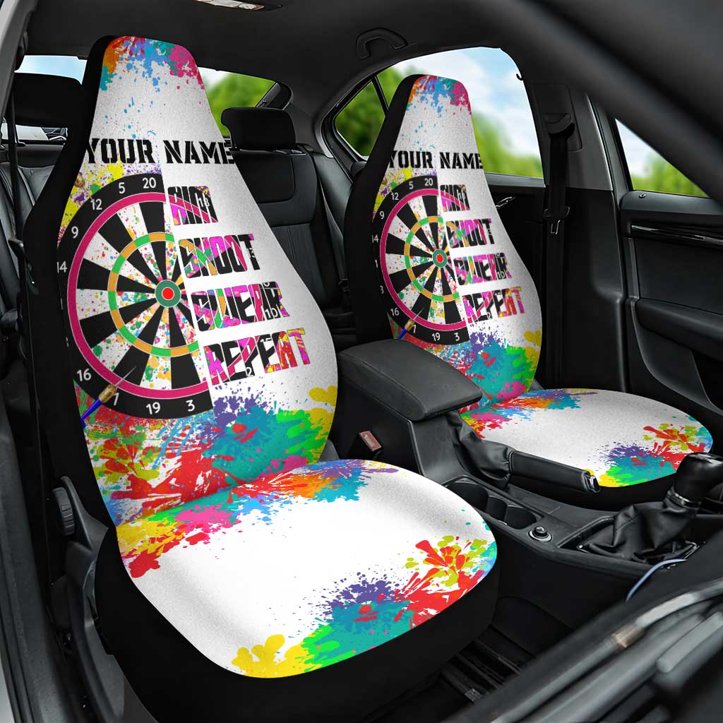Colorful Dartboard and Splatter Paint Darts Car Seat Cover Personalized Motivational Quote - Wonder Print Shop