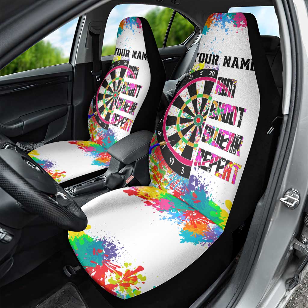 Colorful Dartboard and Splatter Paint Darts Car Seat Cover Personalized Motivational Quote - Wonder Print Shop