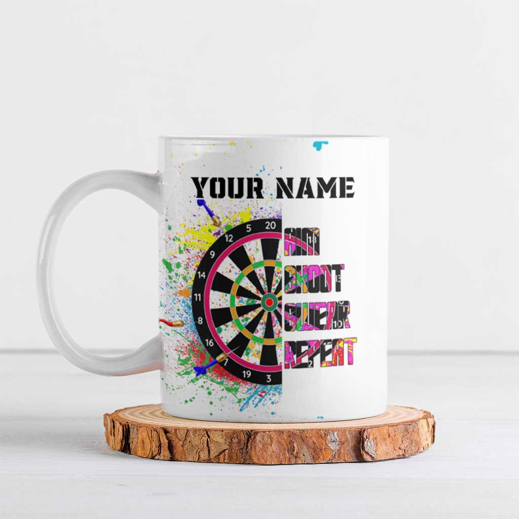 Colorful Dartboard and Splatter Paint Darts Ceramic Mug Personalized Motivational Quote - Wonder Print Shop