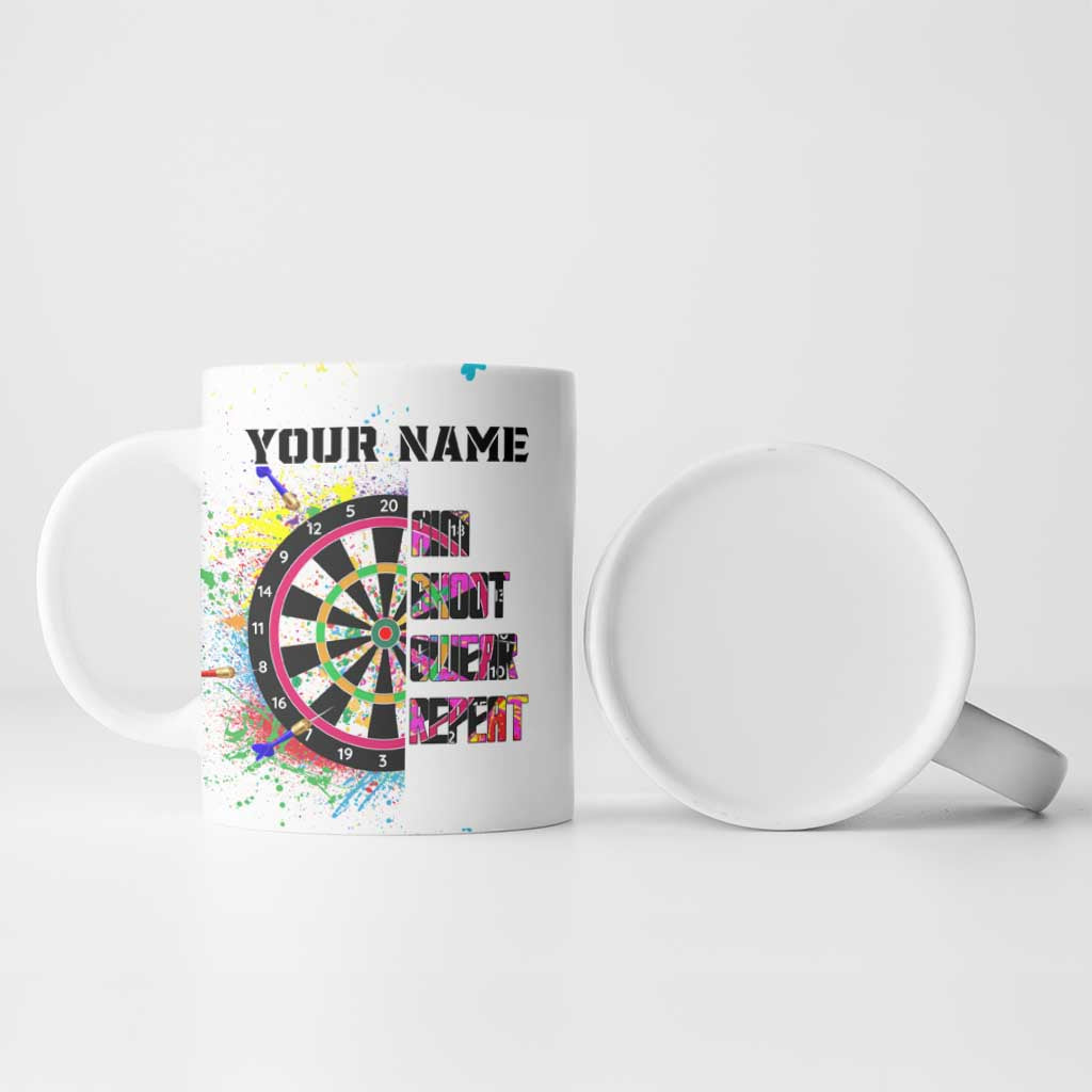 Colorful Dartboard and Splatter Paint Darts Ceramic Mug Personalized Motivational Quote - Wonder Print Shop