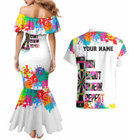 Colorful Dartboard and Splatter Paint Darts Couples Matching Mermaid Dress and Hawaiian Shirt Personalized Motivational Quote - Wonder Print Shop