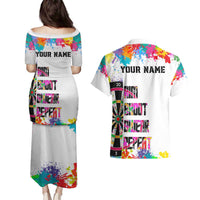 Colorful Dartboard and Splatter Paint Darts Couples Matching Puletasi and Hawaiian Shirt Personalized Motivational Quote - Wonder Print Shop