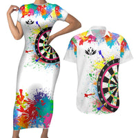 Colorful Dartboard and Splatter Paint Darts Couples Matching Short Sleeve Bodycon Dress and Hawaiian Shirt Personalized Motivational Quote - Wonder Print Shop
