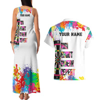 Colorful Dartboard and Splatter Paint Darts Couples Matching Tank Maxi Dress and Hawaiian Shirt Personalized Motivational Quote - Wonder Print Shop