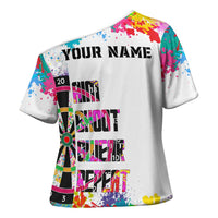 Colorful Dartboard and Splatter Paint Darts Cross Shoulder Shirt Personalized Motivational Quote - Wonder Print Shop