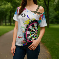 Colorful Dartboard and Splatter Paint Darts Cross Shoulder Shirt Personalized Motivational Quote - Wonder Print Shop