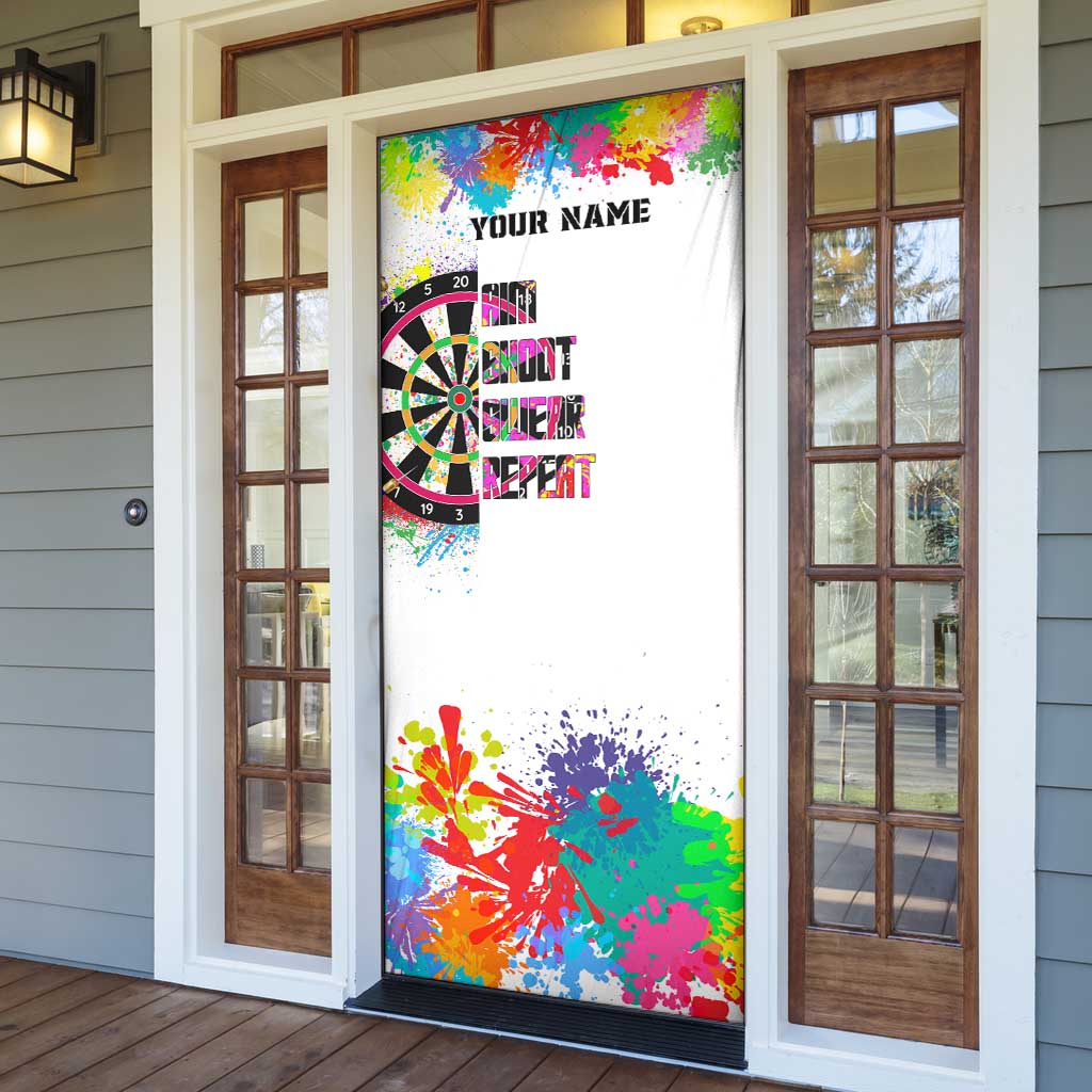 Colorful Dartboard and Splatter Paint Darts Door Cover Personalized Motivational Quote - Wonder Print Shop