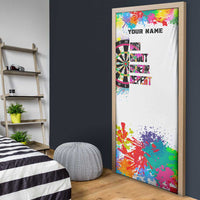 Colorful Dartboard and Splatter Paint Darts Door Cover Personalized Motivational Quote - Wonder Print Shop