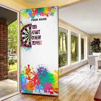 Colorful Dartboard and Splatter Paint Darts Door Cover Personalized Motivational Quote - Wonder Print Shop