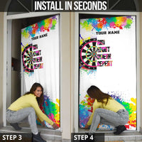Colorful Dartboard and Splatter Paint Darts Door Cover Personalized Motivational Quote - Wonder Print Shop