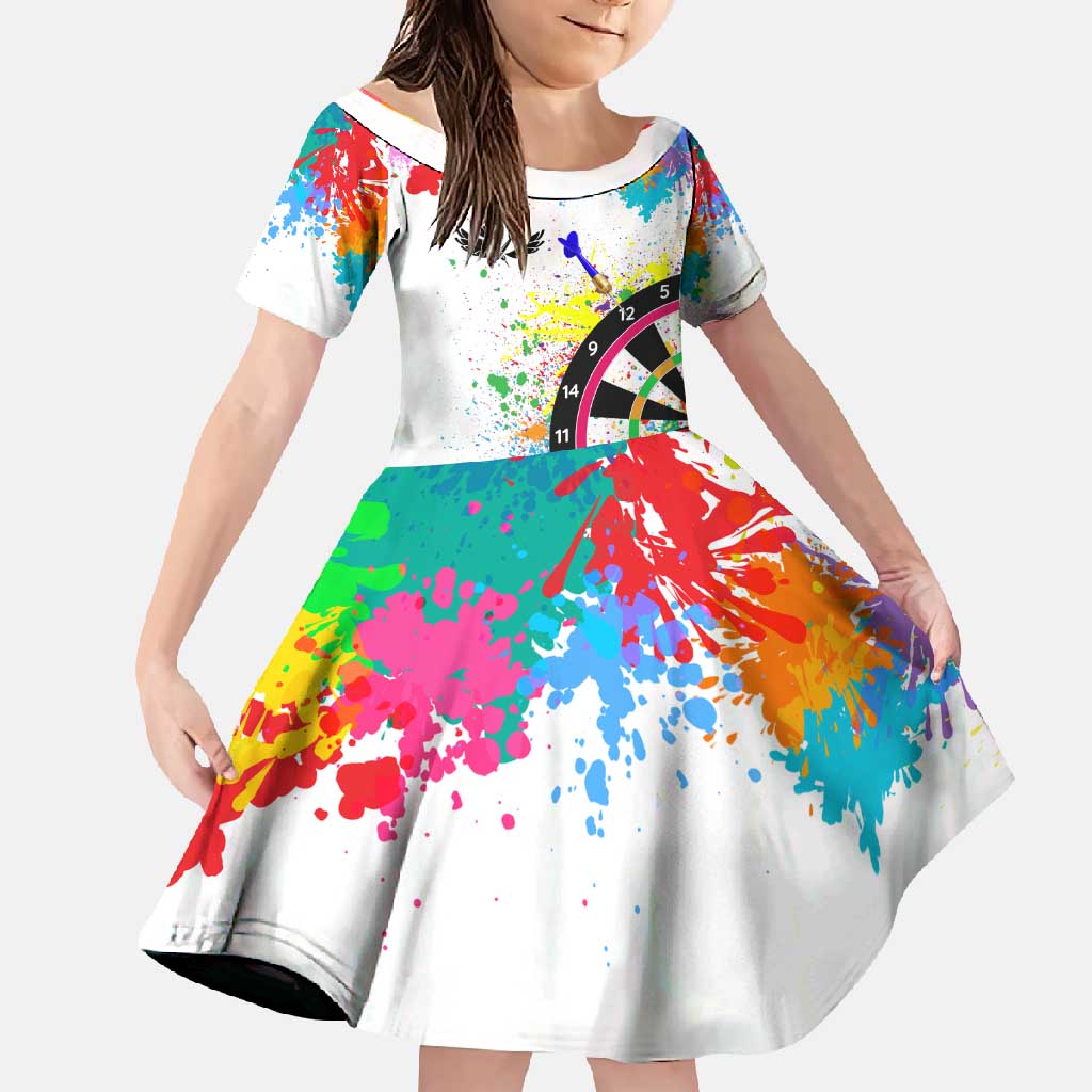 Colorful Dartboard and Splatter Paint Darts Family Matching Long Sleeve Bodycon Dress and Hawaiian Shirt Personalized Motivational Quote - Wonder Print Shop