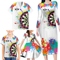 Colorful Dartboard and Splatter Paint Darts Family Matching Long Sleeve Bodycon Dress and Hawaiian Shirt Personalized Motivational Quote - Wonder Print Shop