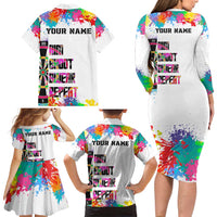 Colorful Dartboard and Splatter Paint Darts Family Matching Long Sleeve Bodycon Dress and Hawaiian Shirt Personalized Motivational Quote - Wonder Print Shop