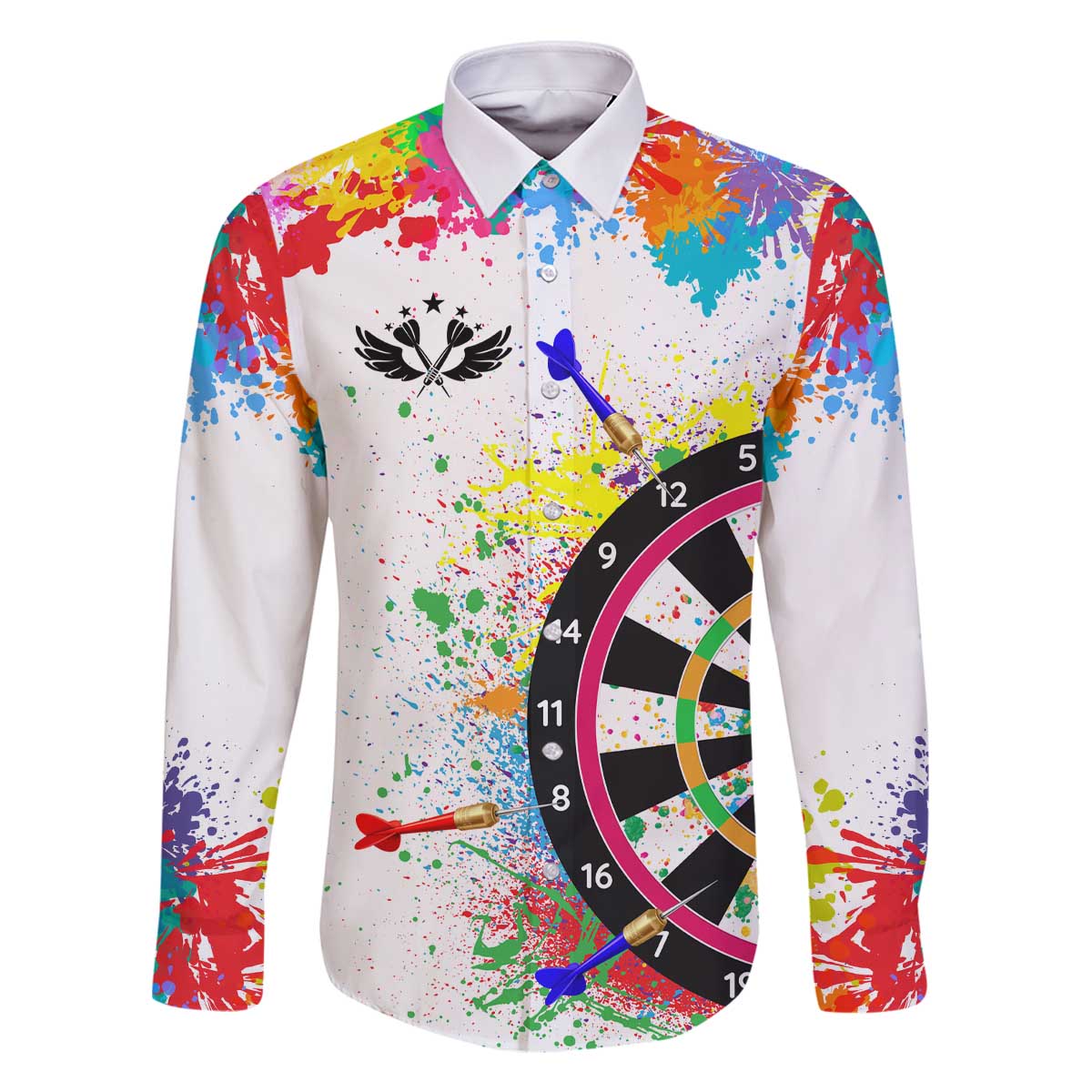 Colorful Dartboard and Splatter Paint Darts Family Matching Off The Shoulder Long Sleeve Dress and Hawaiian Shirt Personalized Motivational Quote - Wonder Print Shop