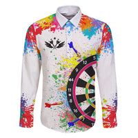 Colorful Dartboard and Splatter Paint Darts Family Matching Off The Shoulder Long Sleeve Dress and Hawaiian Shirt Personalized Motivational Quote - Wonder Print Shop