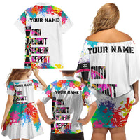 Colorful Dartboard and Splatter Paint Darts Family Matching Off Shoulder Short Dress and Hawaiian Shirt Personalized Motivational Quote - Wonder Print Shop