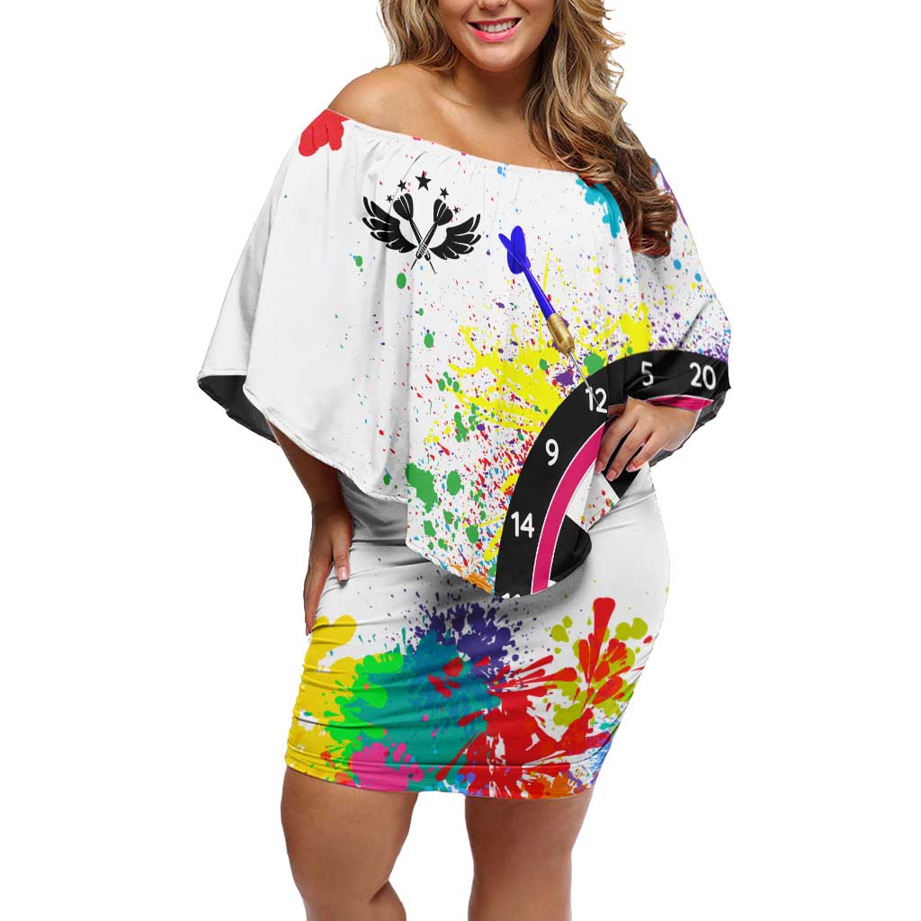 Colorful Dartboard and Splatter Paint Darts Family Matching Off Shoulder Short Dress and Hawaiian Shirt Personalized Motivational Quote - Wonder Print Shop
