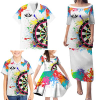 Colorful Dartboard and Splatter Paint Darts Family Matching Puletasi and Hawaiian Shirt Personalized Motivational Quote - Wonder Print Shop