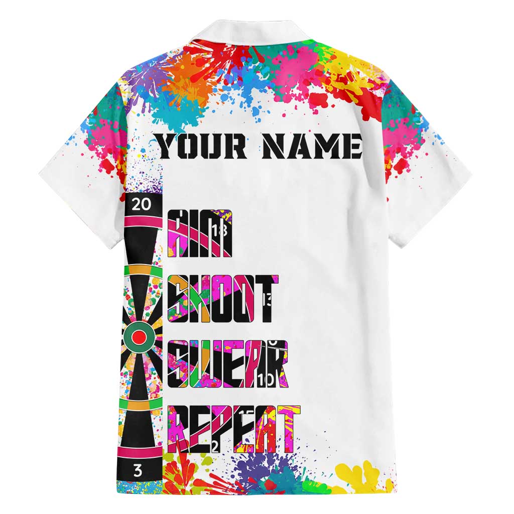 Colorful Dartboard and Splatter Paint Darts Family Matching Puletasi and Hawaiian Shirt Personalized Motivational Quote - Wonder Print Shop