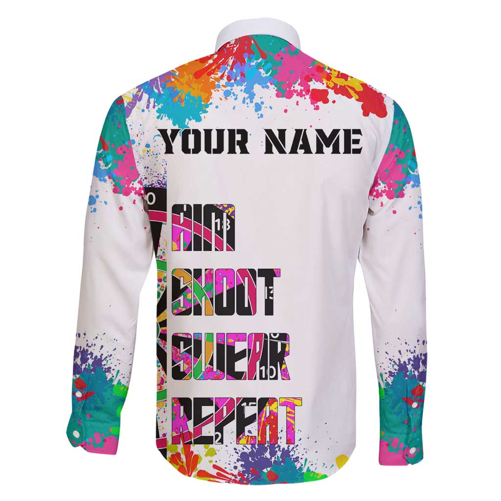 Colorful Dartboard and Splatter Paint Darts Family Matching Puletasi and Hawaiian Shirt Personalized Motivational Quote - Wonder Print Shop