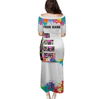 Colorful Dartboard and Splatter Paint Darts Family Matching Puletasi and Hawaiian Shirt Personalized Motivational Quote - Wonder Print Shop