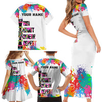 Colorful Dartboard and Splatter Paint Darts Family Matching Short Sleeve Bodycon Dress and Hawaiian Shirt Personalized Motivational Quote - Wonder Print Shop