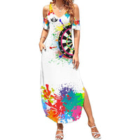 Colorful Dartboard and Splatter Paint Darts Family Matching Summer Maxi Dress and Hawaiian Shirt Personalized Motivational Quote - Wonder Print Shop