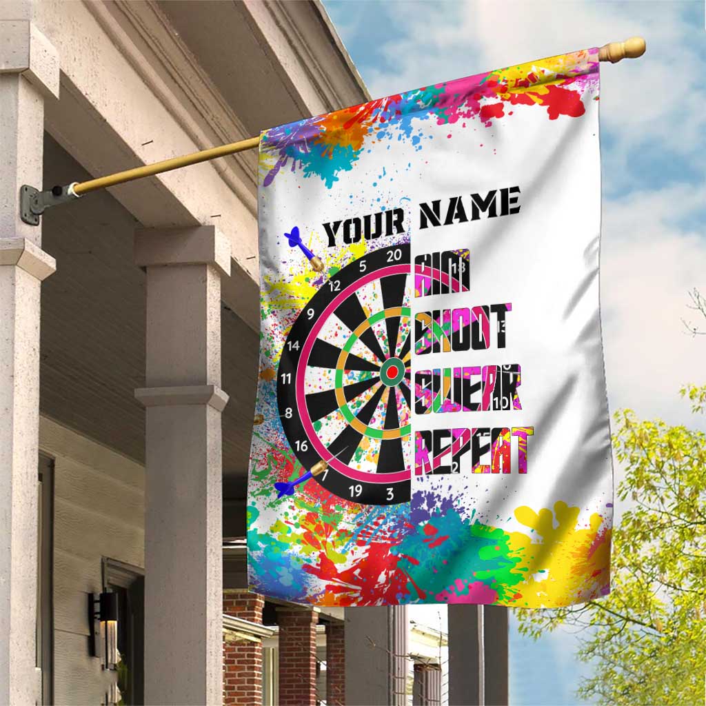Colorful Dartboard and Splatter Paint Darts Garden Flag Personalized Motivational Quote - Wonder Print Shop