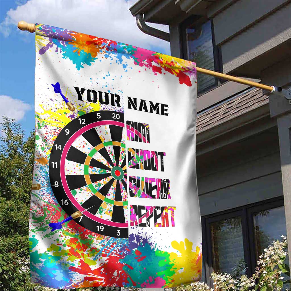 Colorful Dartboard and Splatter Paint Darts Garden Flag Personalized Motivational Quote - Wonder Print Shop