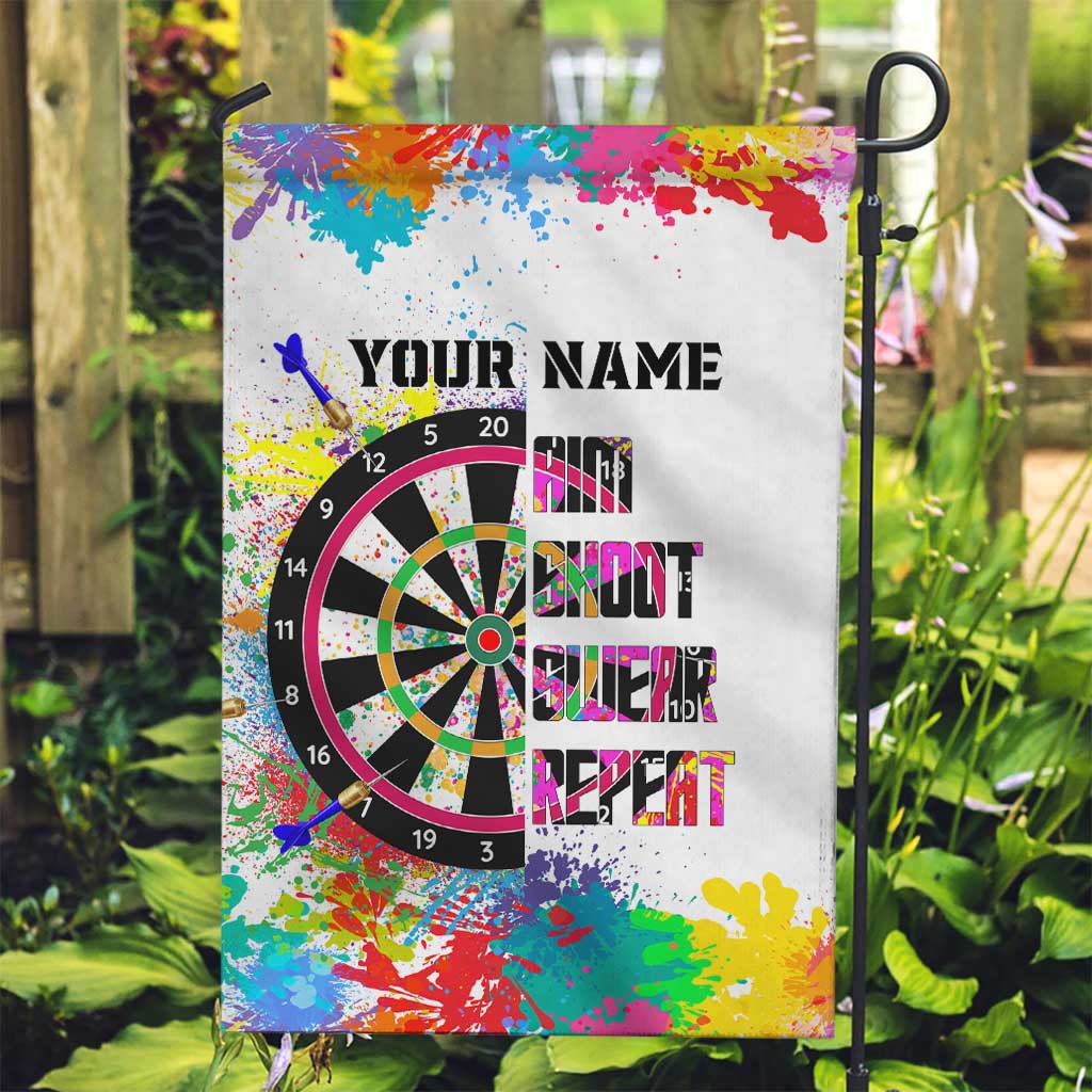 Colorful Dartboard and Splatter Paint Darts Garden Flag Personalized Motivational Quote - Wonder Print Shop