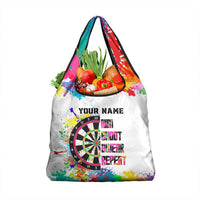 Colorful Dartboard and Splatter Paint Darts Grocery Bag Personalized Motivational Quote - Wonder Print Shop