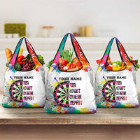 Colorful Dartboard and Splatter Paint Darts Grocery Bag Personalized Motivational Quote - Wonder Print Shop